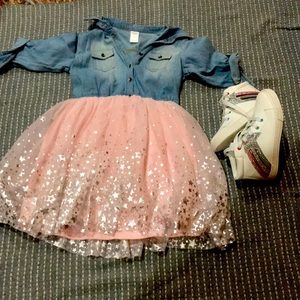NEVER USED!!! Girls Shoe Size-2 and Dress Size-8